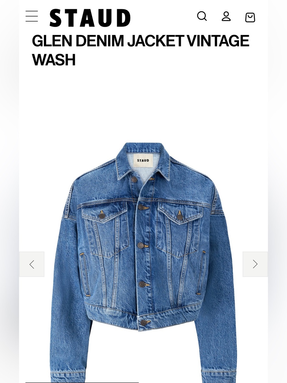 NWT STAUD Glen Denim Jacket Vintage Wash
